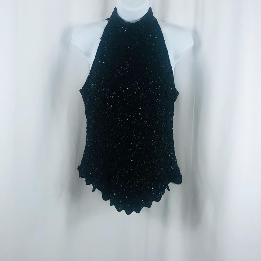 Laurence Kazar Embellished Sleeveless Top M